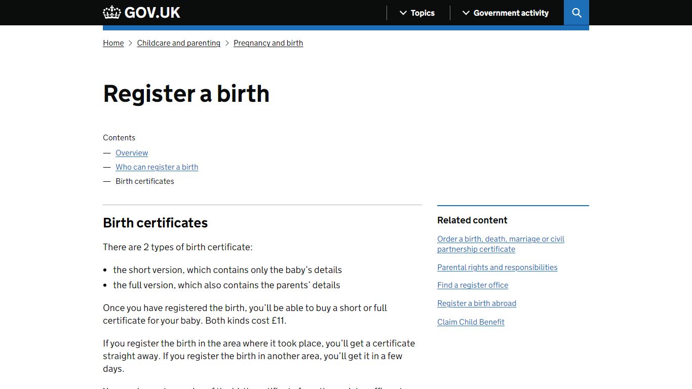 Register a birth: Birth certificates - GOV.UK