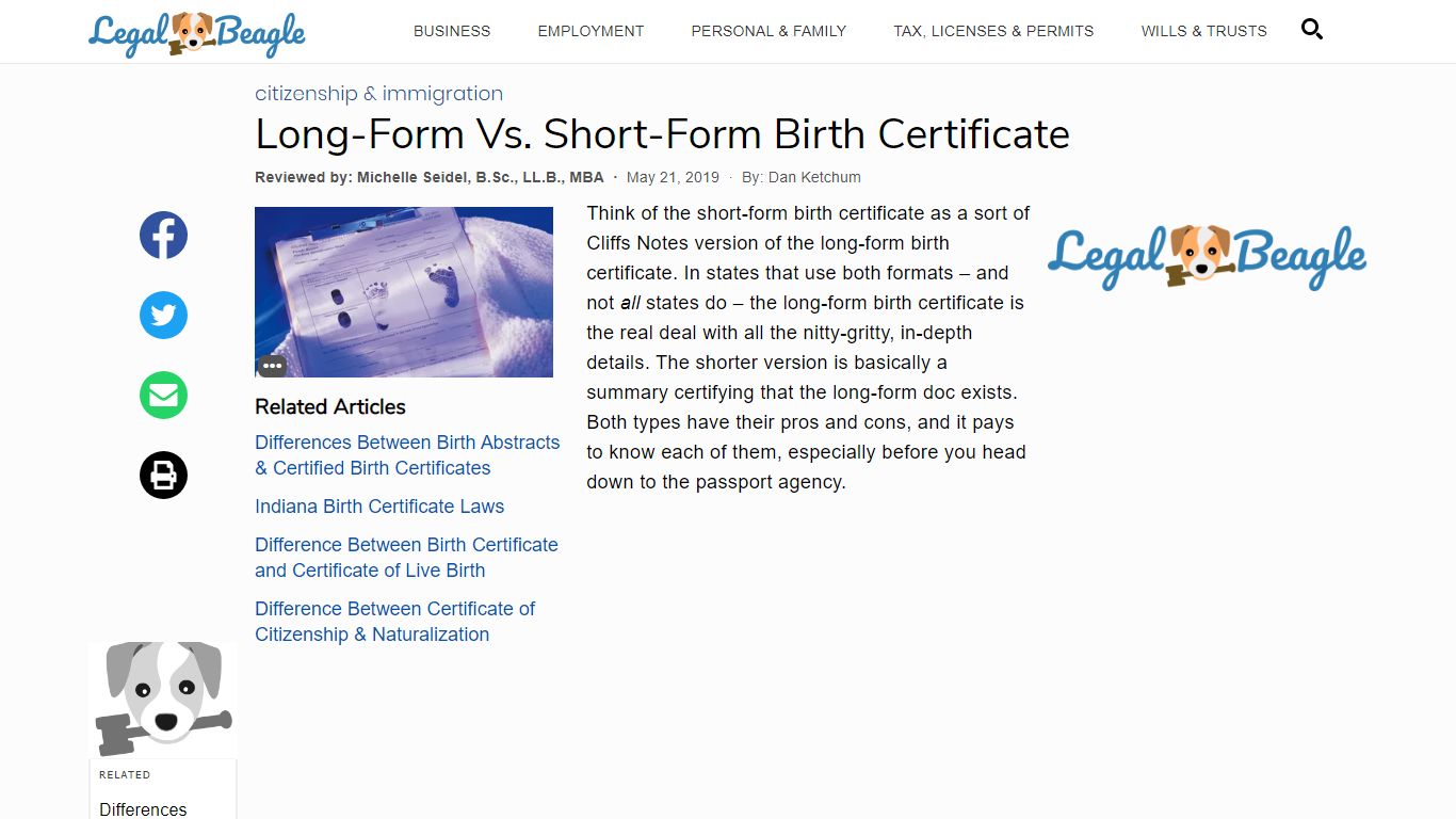Long-Form Vs. Short-Form Birth Certificate | Legal Beagle